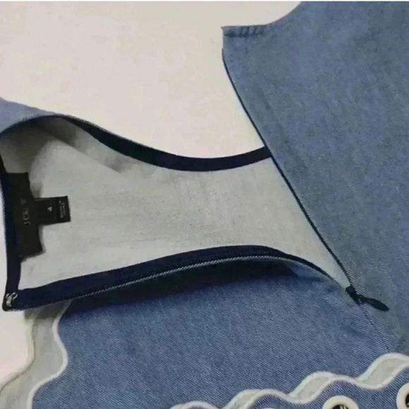 J Crew Scalloped Chambray Denim Grommet Tank Top - Picture 14 of 14